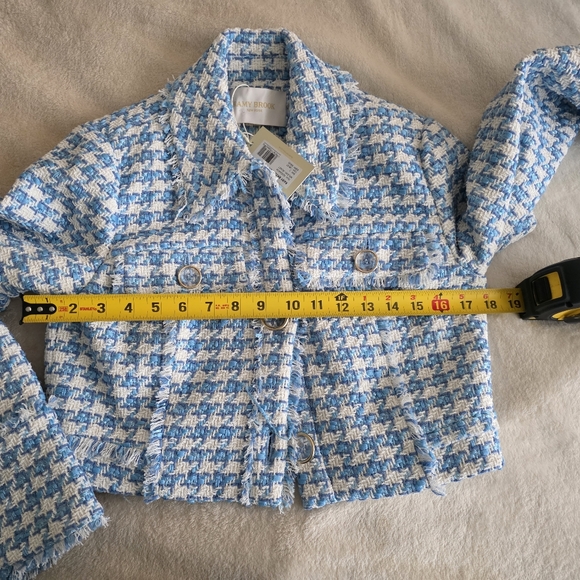 Ramy Brook Maleah Houndstooth Tweed Jacket NWT Womens S Blue Preppy City Chic - Picture 8 of 15